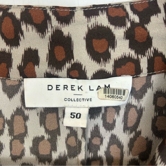 Derek lam Leopard/Animal Print Lightweight Flowy V-neck Dress Size Large - Picture 6 of 15